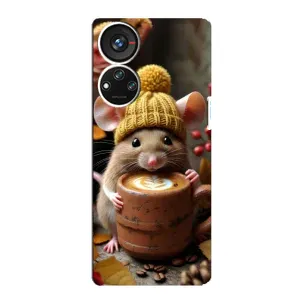 Печатный чехол «Зверята с кофе» для ZTE Blade V40s (Мышка с кофе)
