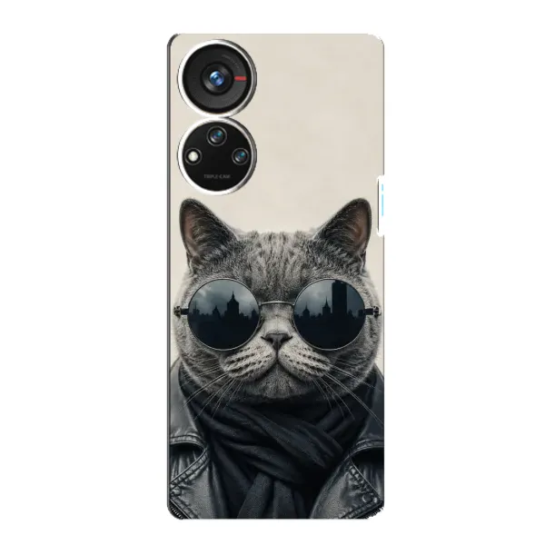 Чехол с рисунком «Модный кот» для ZTE Blade V40s