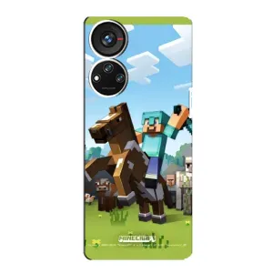 Чехлы для ZTE Blade V40s (Персонажи Майн Крафт) (На коне)