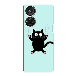 Силиконовый чехол с котиком для ZTE Blade V40s (Падающий кот)