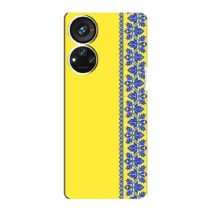 Силиконовый Чехол на ZTE Blade V40s (Вышиванка на желтом)